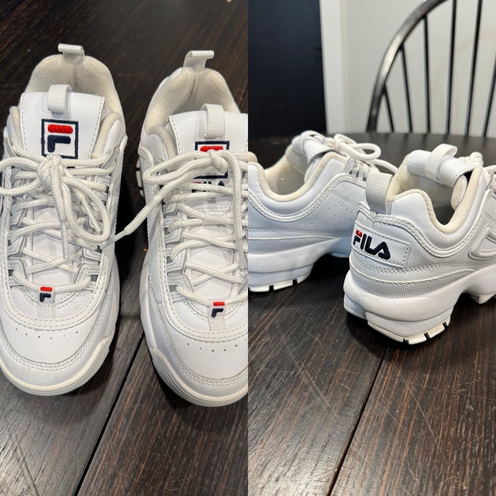 Fila White Athletic Shoes with Logo Accents